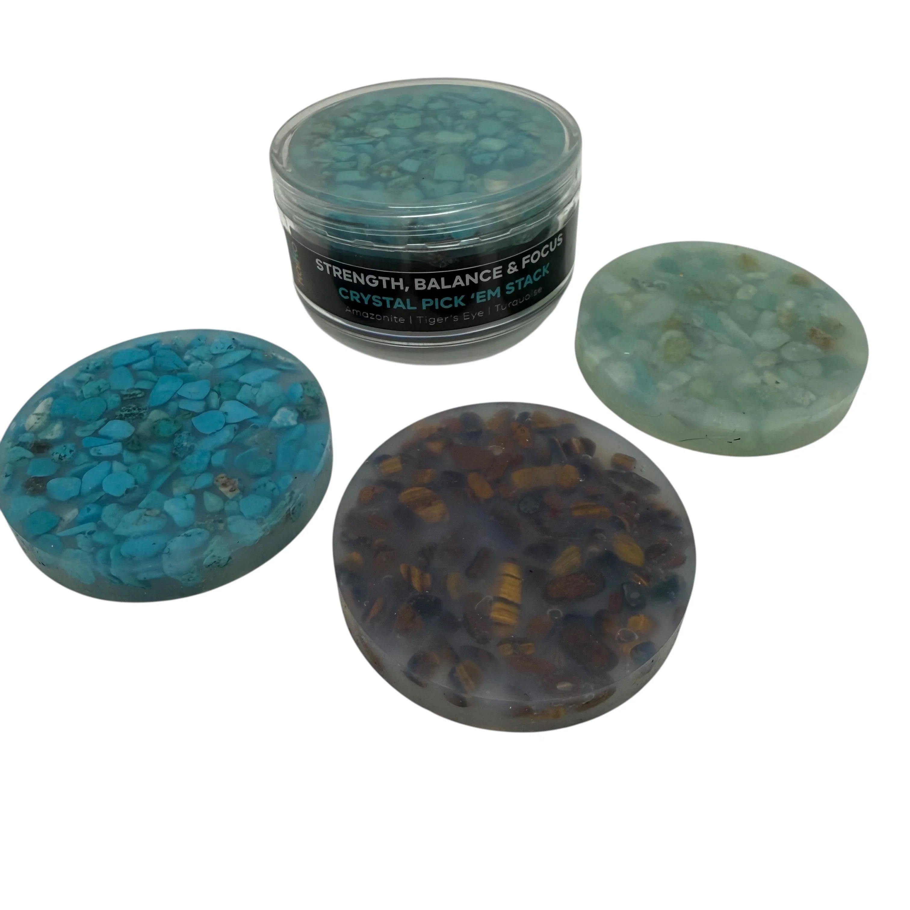 Strength, Balance & Focus Crystal Pick 'Em Stack : 3 Pack - Amazonite, Tiger’s Eye & Turquoise - Image 2