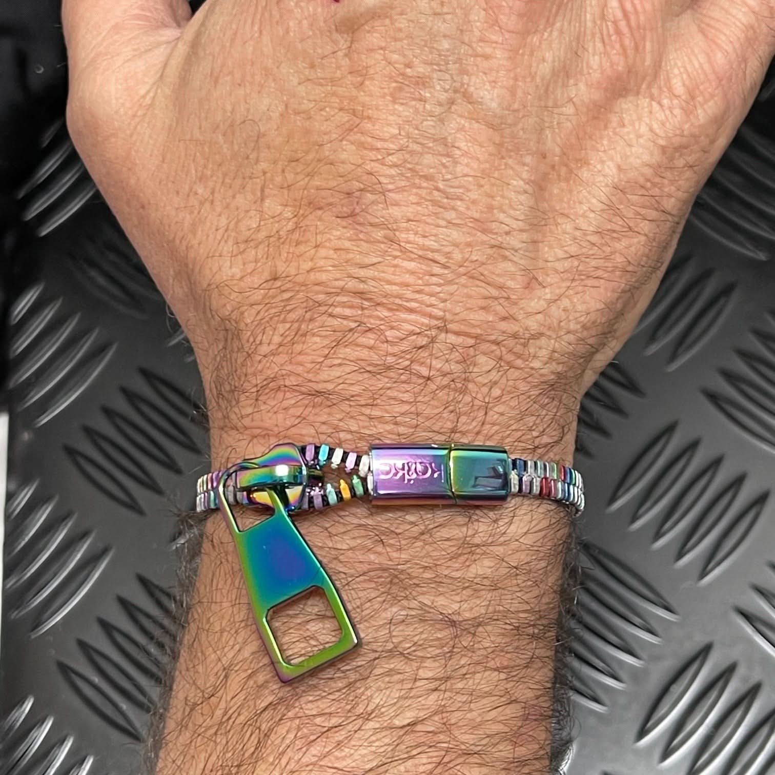 Unisex Oil Slick Metal Zipper Bracelet By Kaiko - Image 8
